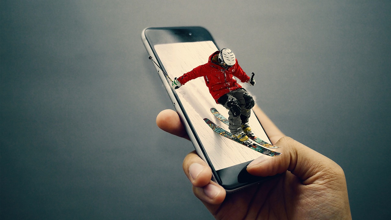 ski, sports, snow, to ski, winter, winter sports, white, cold, leisure time, active, smartphone, athletic, departure, leap, hand, nature, mobile, manipulation
